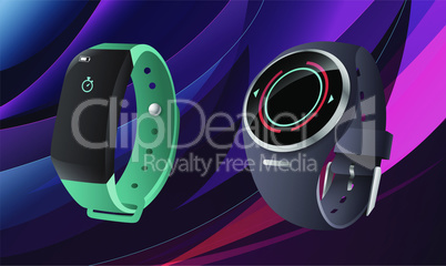 mock up illustration of digital watches on abstract background