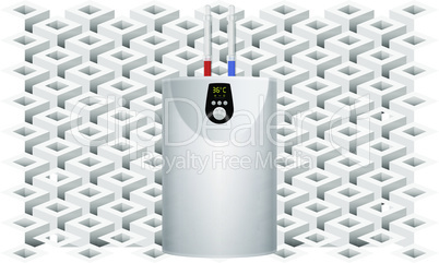 mock up illustration of electronic water heater on abstract background