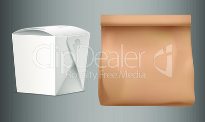 mock up illustration of box and carry bag on abstract background