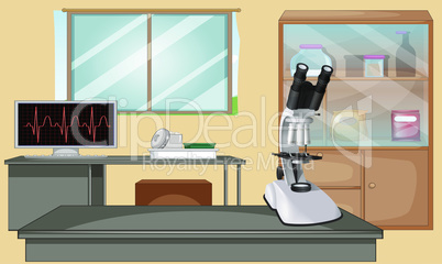 mock up illustration of microscope in testing lab