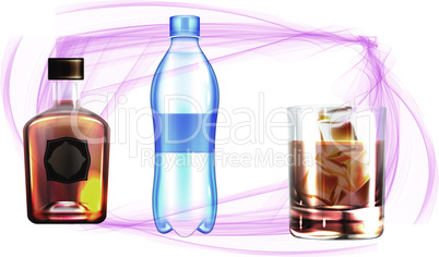 mock up illustration of party drink set on abstract background
