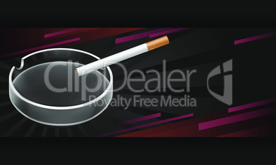 mock up illustration of cigarette and ashtray on abstract background