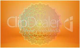 ornamental round lace pattern on abstract gold background