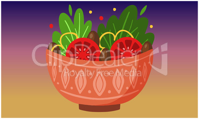 bowl of vegetable on rainbow background