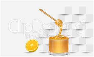 lemon honey in a jar on paper cut background