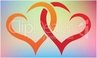 love hearts on abstract color background