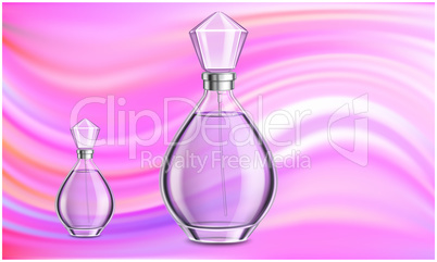 mock up illustration of female perfume on abstract background