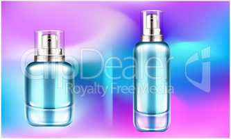 mock up illustration of different types of perfume bottle on colorful background