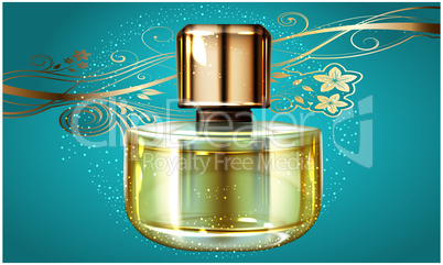 mock up illustration of women perfume on abstract background