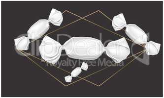 mock up illustration of candies on abstract background