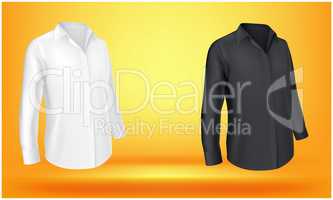 mock up illustration of white and black shirts on abstract background