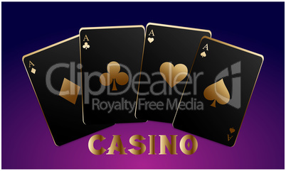 four aces of game casino on abstract background