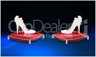 mock up illustration of luxury female footwear on cushion surface