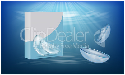 mock up illustration of contact lens packaging on abstract background