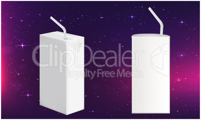 mock up illustration of drink package with straw on abstract background