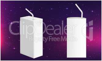 mock up illustration of drink package with straw on abstract background