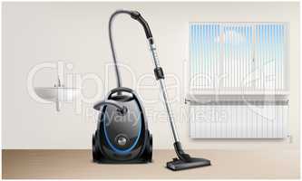 mock up illustration of vacuum cleaner in washroom view