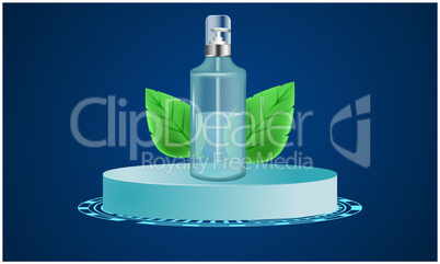 mock up illustration of sanitizer bottle on abstract background