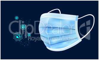 mock up illustration of face mask on abstract background