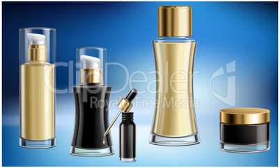 mock up illustration of female cosmetic collection on abstract background