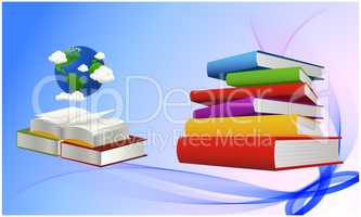 set of books on abstract background