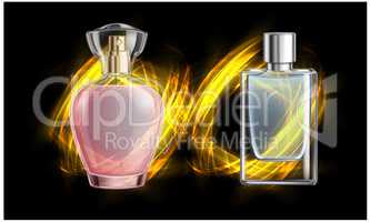 mock up illustration of couple perfume on abstract background