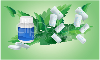 mock up illustration of chewing gum can on abstract background