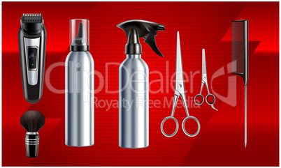 mock up illustration of barber equipment on abstract background