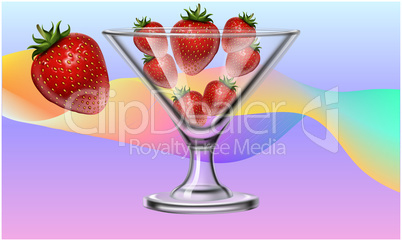 ice cream cup full of fresh strawberry on abstract background