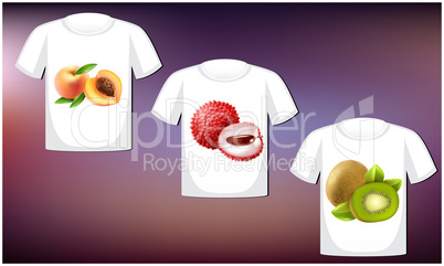 mock up illustration of male wear with fruit art on abstract background