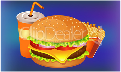fast food snacks on dark abstract background