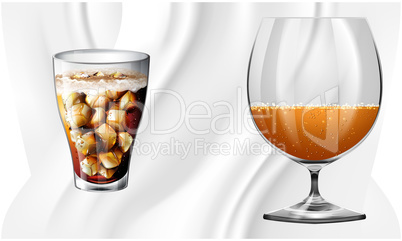 different juice glass on abstract design background