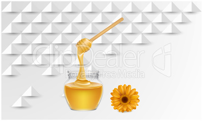honey with sunflower extracts on paper cut background