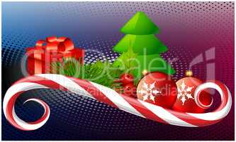 Christmas elements and gifts on abstract dark background
