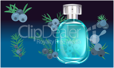 mock up illustration of blueberry perfume on abstract background