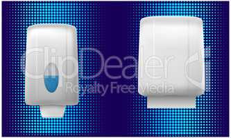 mock up illustration of soap and tissue dispenser on abstract background