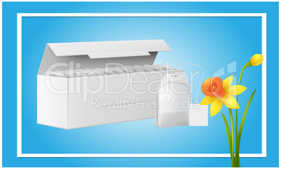 mock up illustration of tea bag box on floral background