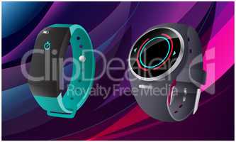 mock up illustration of digital watches on abstract background