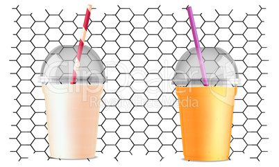 mock up illustration of shake with transparent cover on abstract background