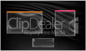 mock up illustration of transparent pouch with lock on abstract background