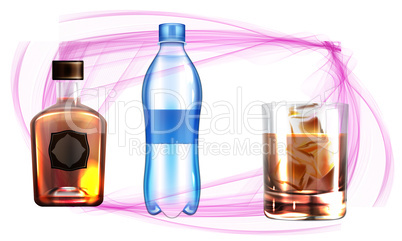 mock up illustration of party drink set on abstract background