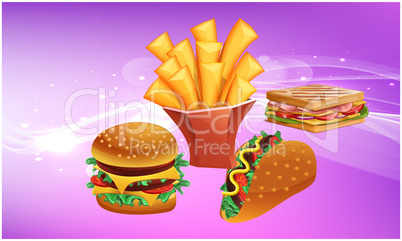 mock up illustration of fast food on abstract background