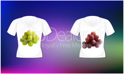 mock up illustration of couple wear with grapes art on abstract background