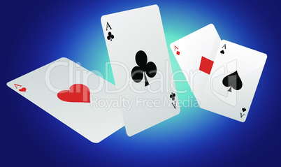 collection of four aces on abstract background