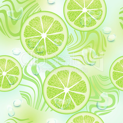 summer banner template. tropical fruits on abstract wavy background. Fresh juicy lime. food background, citrus. EPS 10