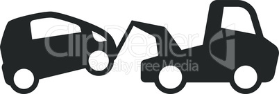 Towing wrecker truck and car simple  vector icon