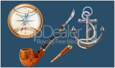 mock up illustration of treasure hunt game equipment on abstract backgrounds