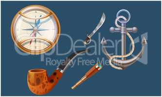 mock up illustration of treasure hunt game equipment on abstract backgrounds