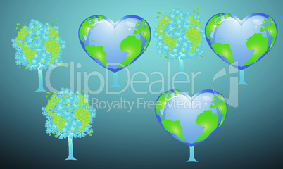 digital textile design of tree and globe on abstract background