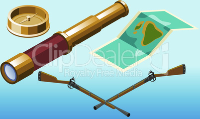 mock up illustration of treasure hunt game on abstract background